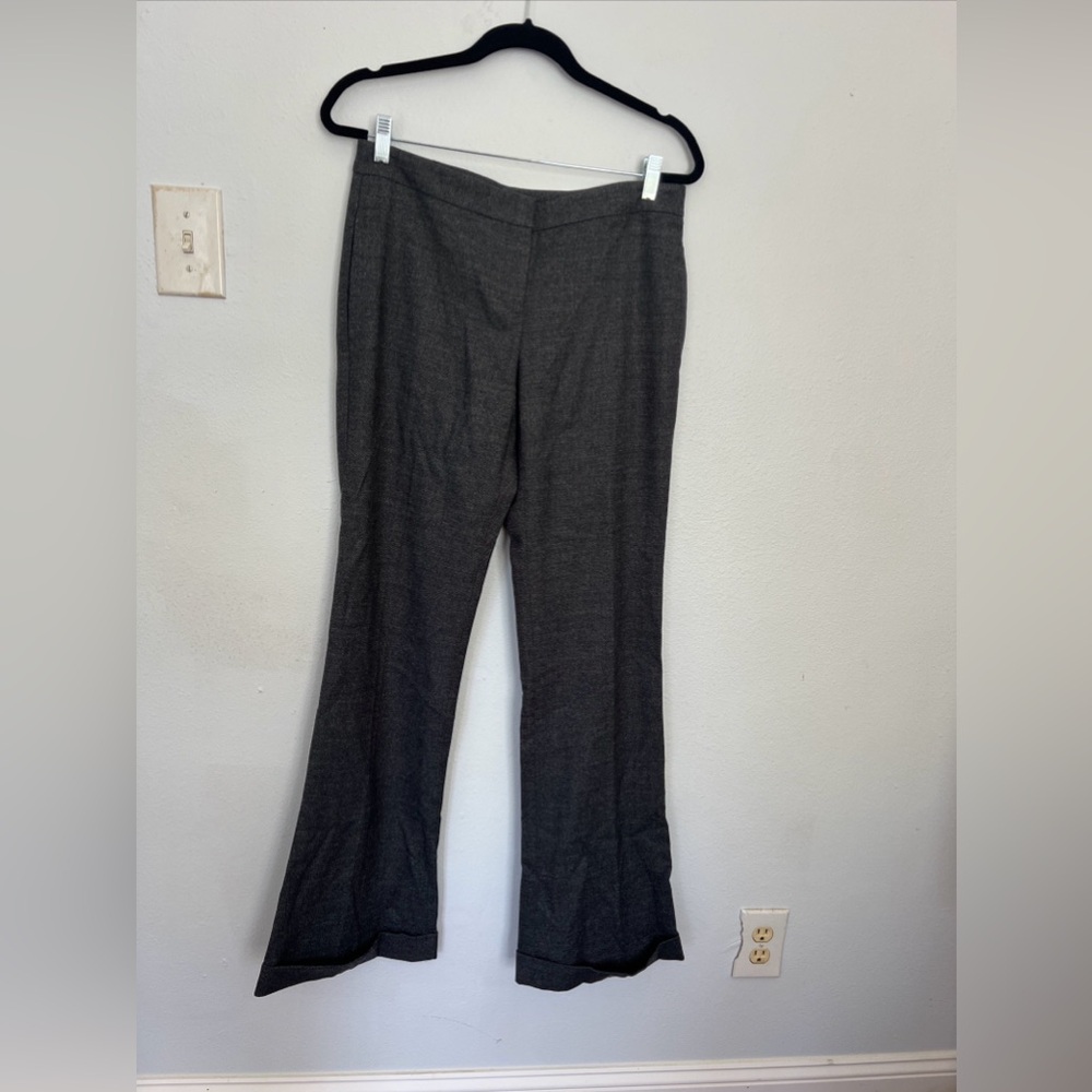 Theory Jotsna Gray Virgin Wool Blend Flared Trouser Career Pants Size 8